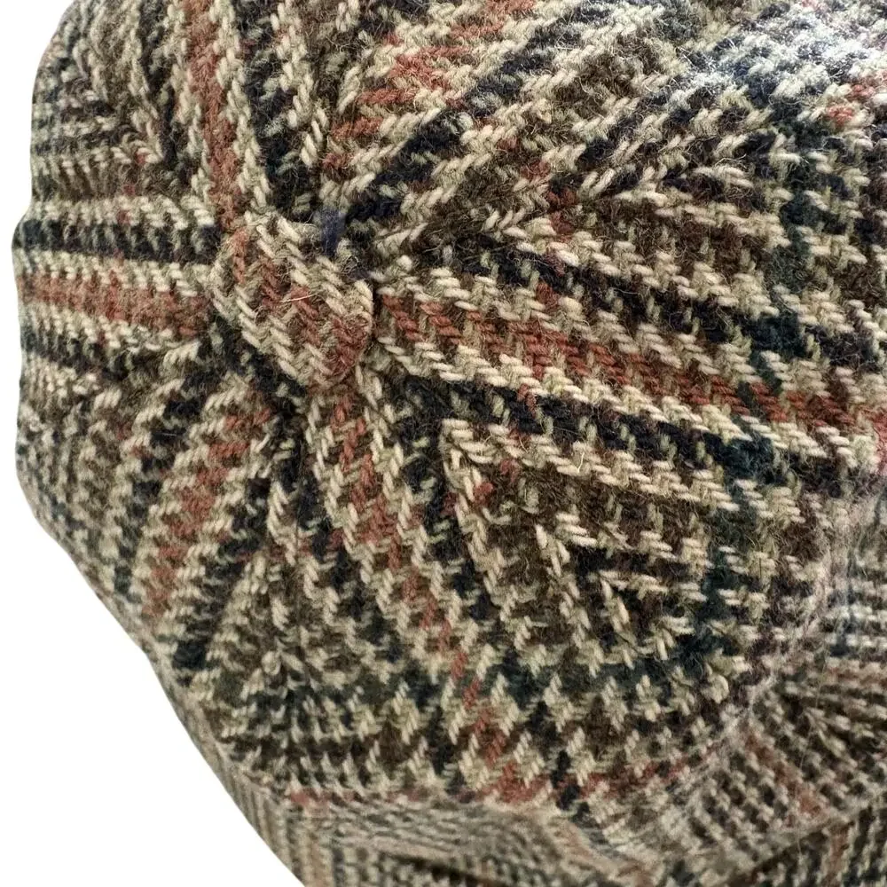 Vintage Tweed Wool Plaid Deerstalker Sherlock Holmes Hat Iconic Hunting Preppy